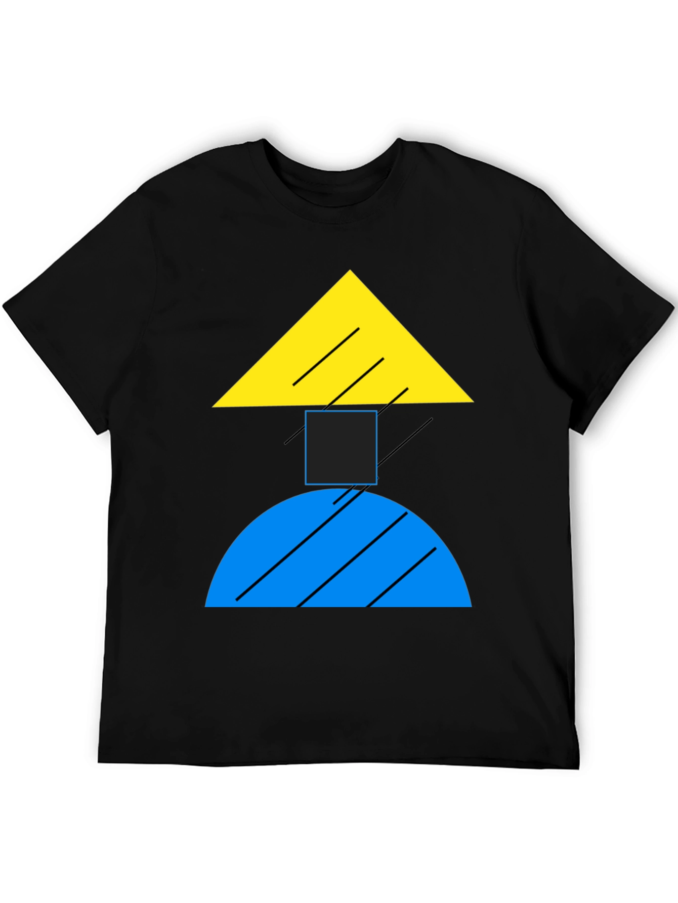 Geometric Shapes Black T-Shirt