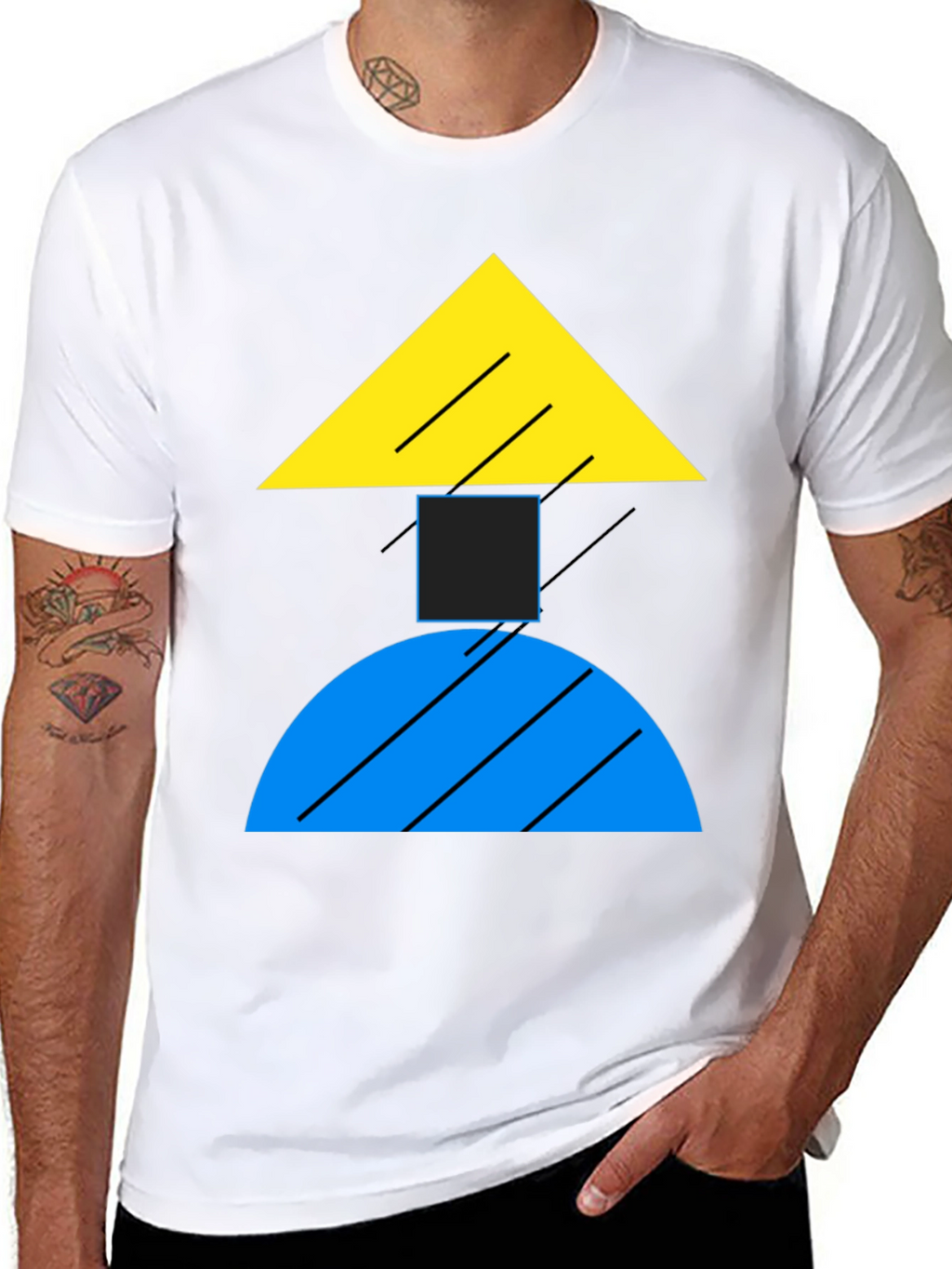 Geometric Shapes Black T-Shirt