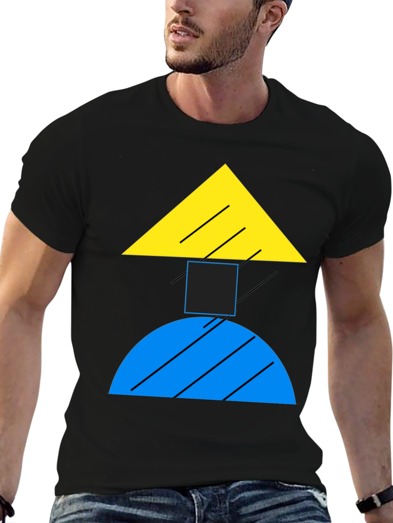 Geometric Shapes Black T-Shirt