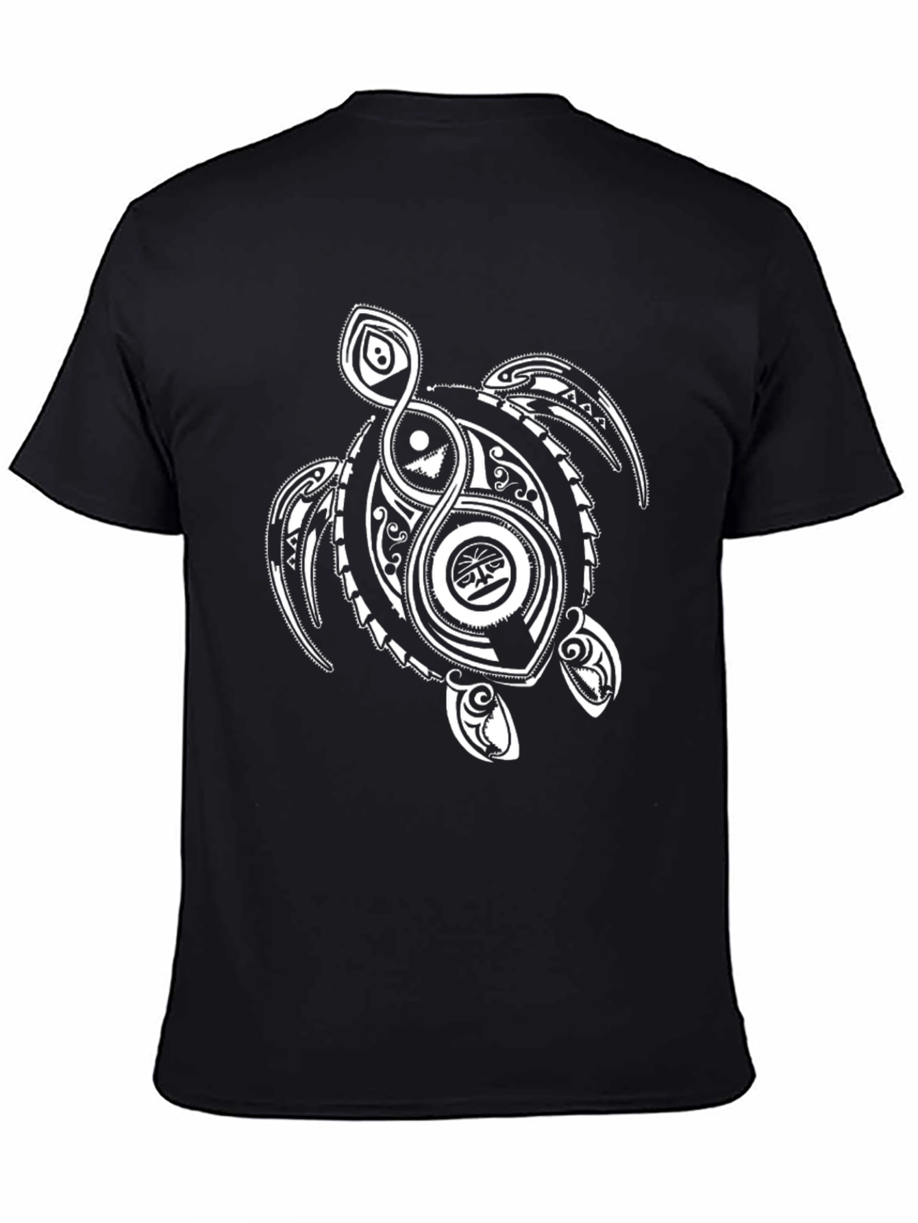 Tribal Turtle Graphic T-Shirt - Black
