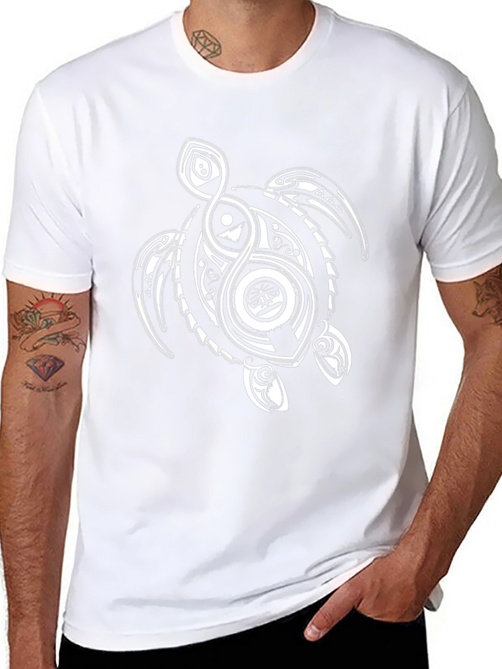 Tribal Turtle Graphic T-Shirt - Black