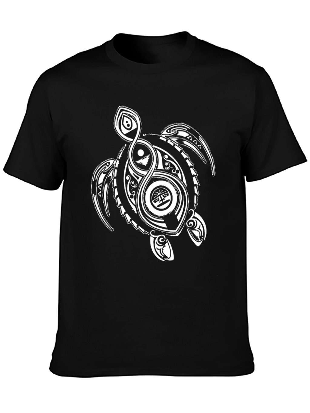 Tribal Turtle Graphic T-Shirt - Black