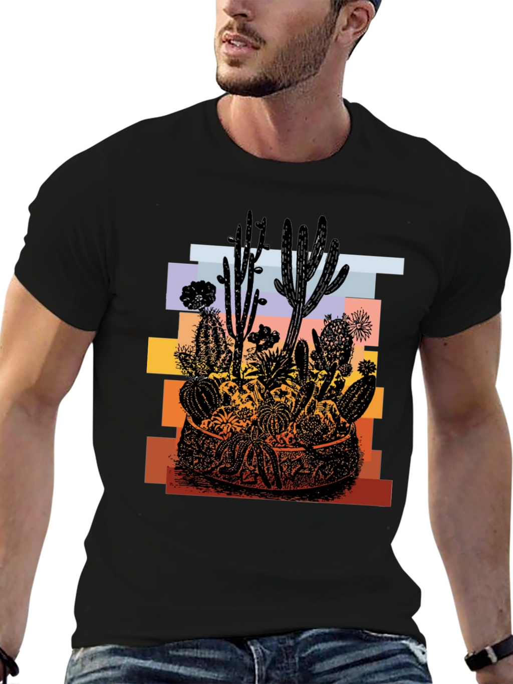 Cactus Desert Graphic T-Shirt - Unisex Black Tee
