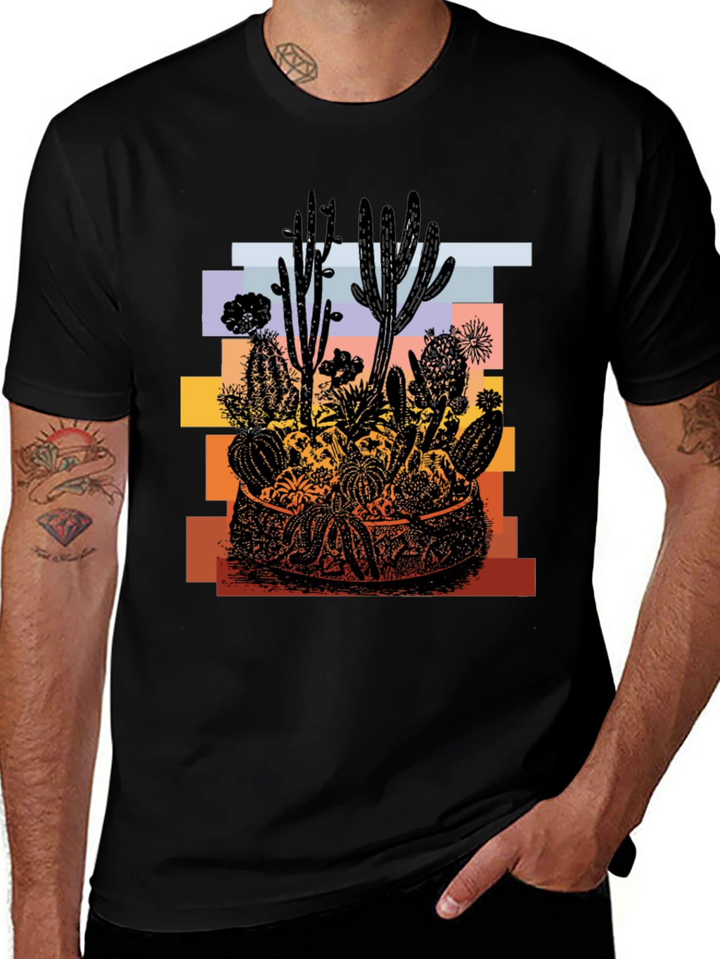 Cactus Desert Graphic T-Shirt - Unisex Black Tee