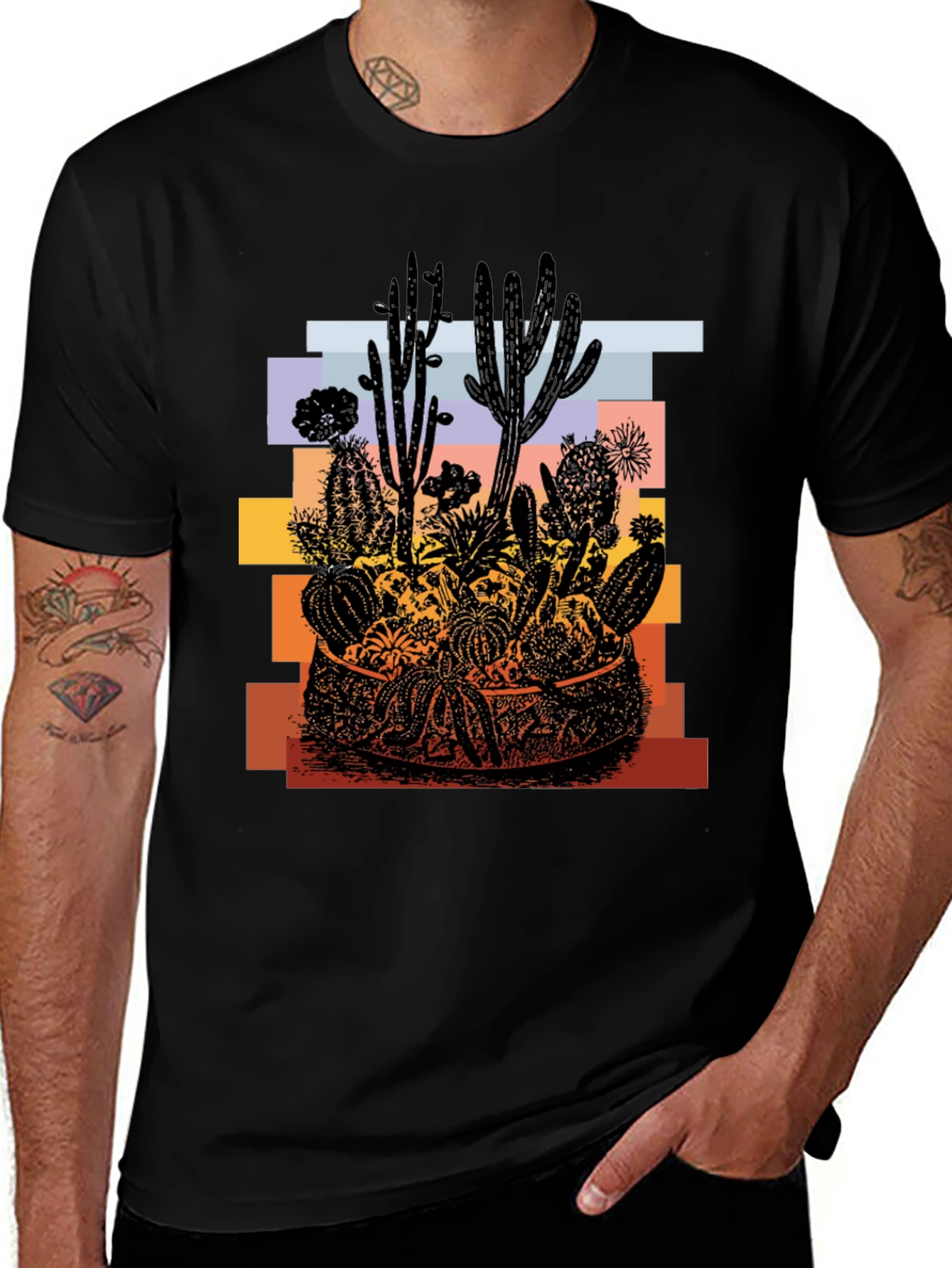 Cactus Desert Graphic T-Shirt - Unisex Black Tee