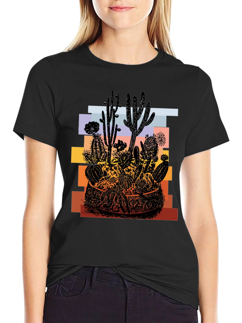 Cactus Desert Graphic T-Shirt - Unisex Black Tee