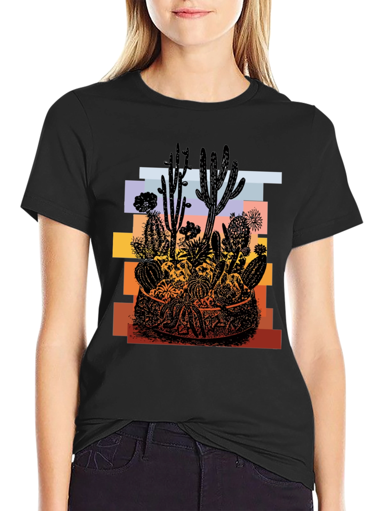Cactus Desert Graphic T-Shirt - Unisex Black Tee
