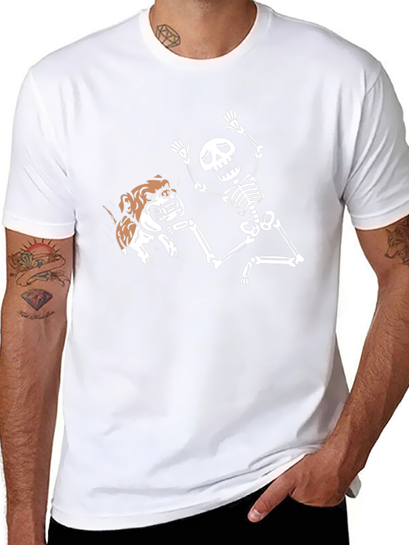 Skeleton & Bulldog Graphic Tee - Black T-Shirt