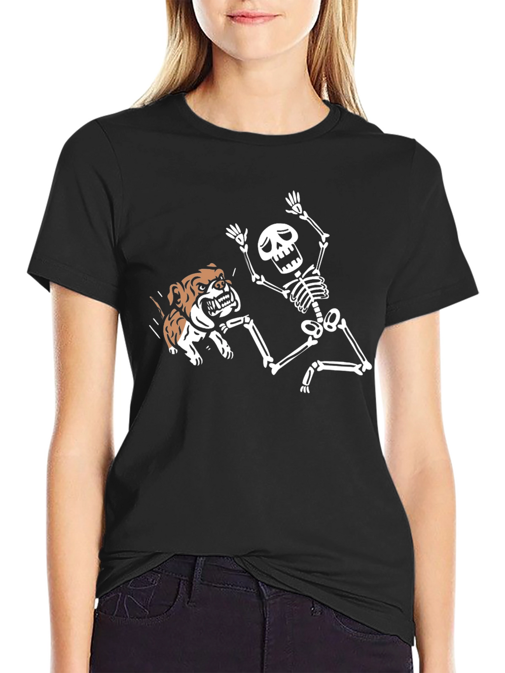 Skeleton & Bulldog Graphic Tee - Black T-Shirt
