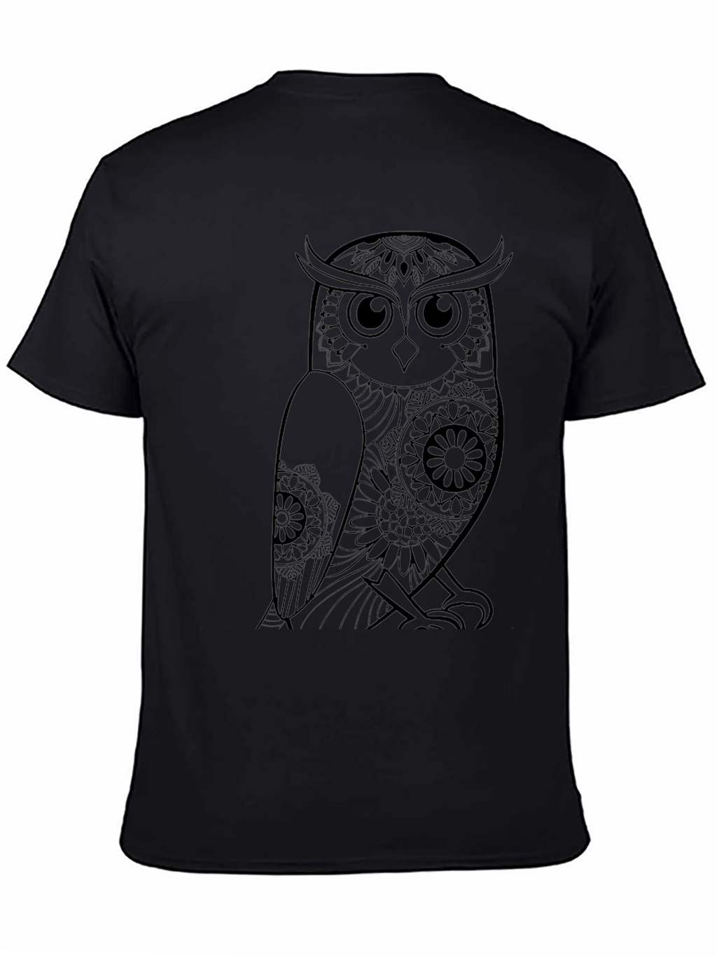 Mens Black Owl Graphic Tee