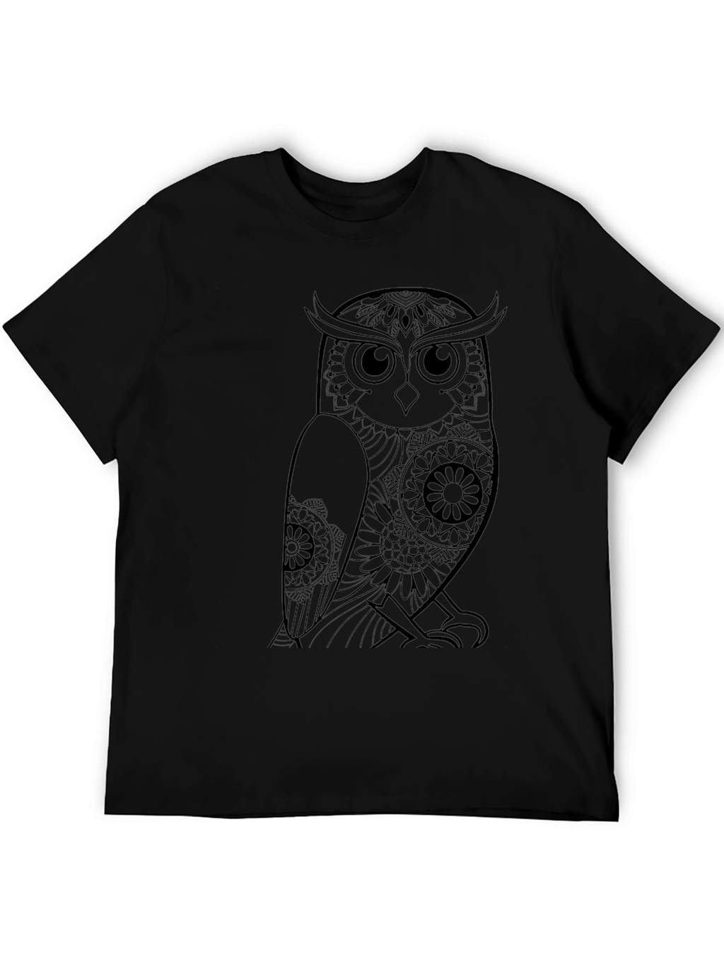 Mens Black Owl Graphic Tee