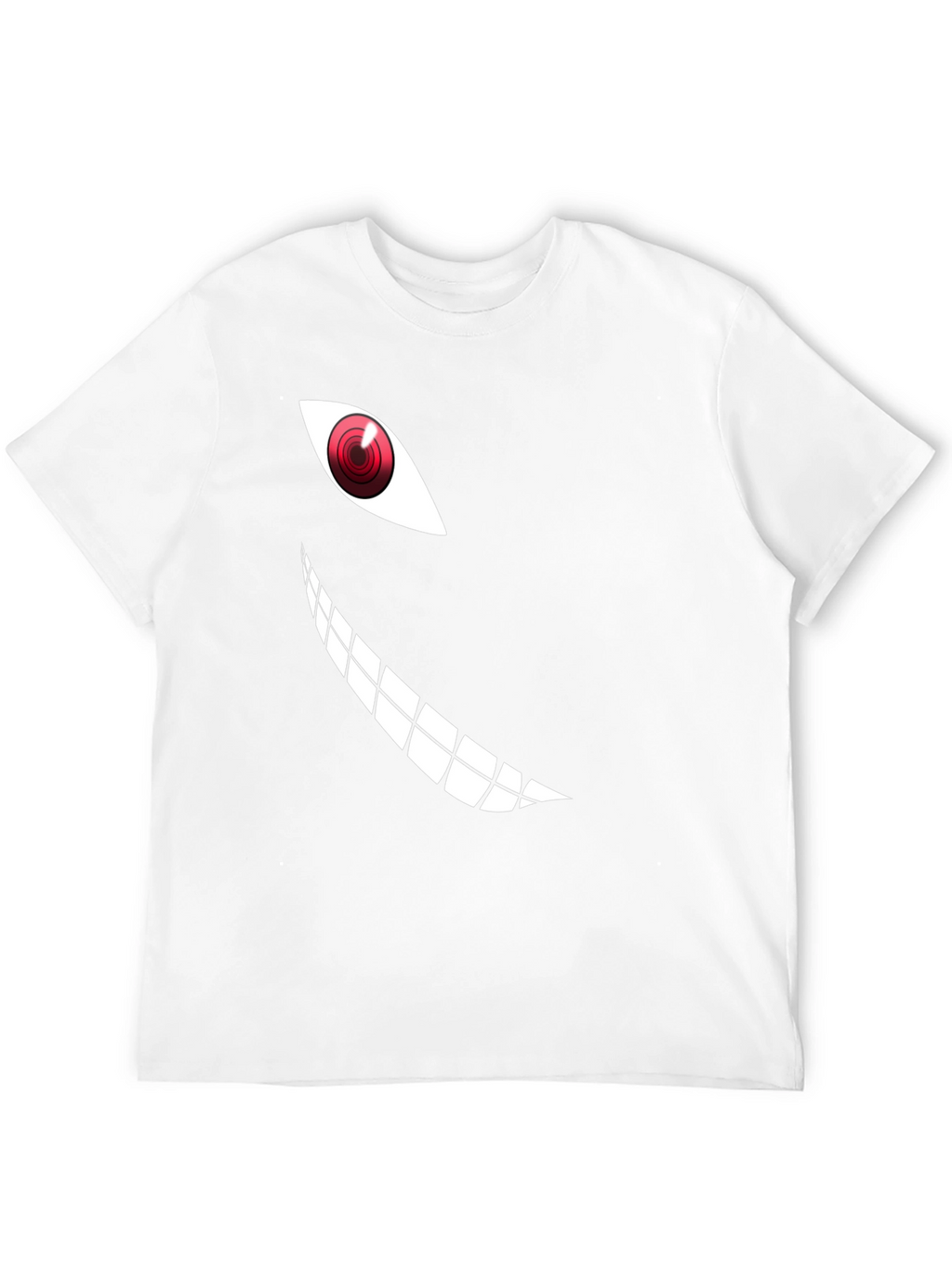 Mens Black T-Shirt with Anime Eye and Teeth Graphic