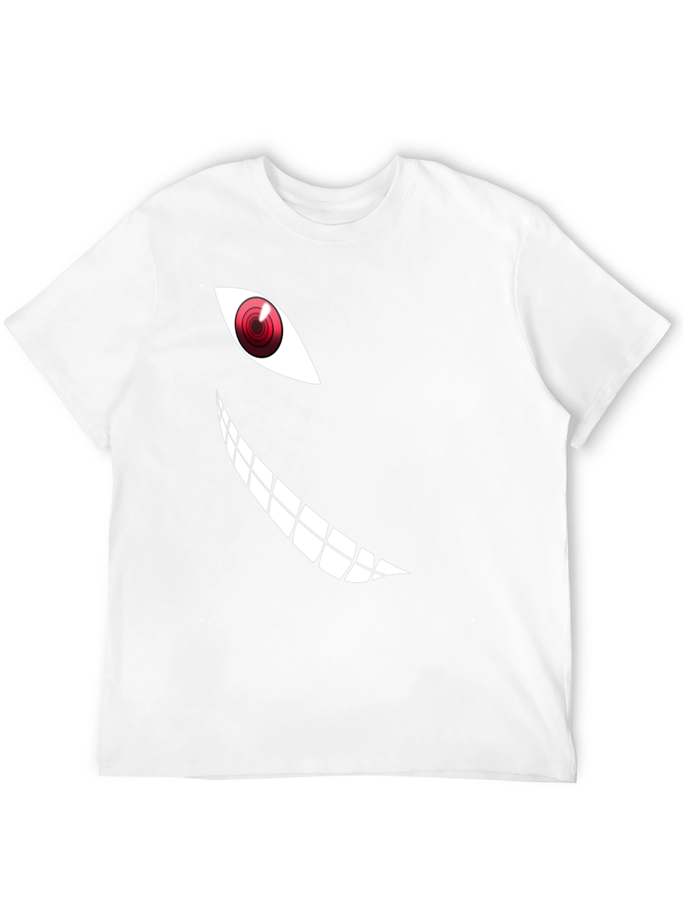 Mens Black T-Shirt with Anime Eye and Teeth Graphic