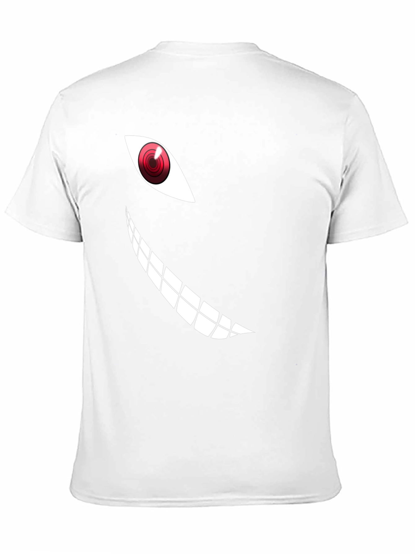 Mens Black T-Shirt with Anime Eye and Teeth Graphic