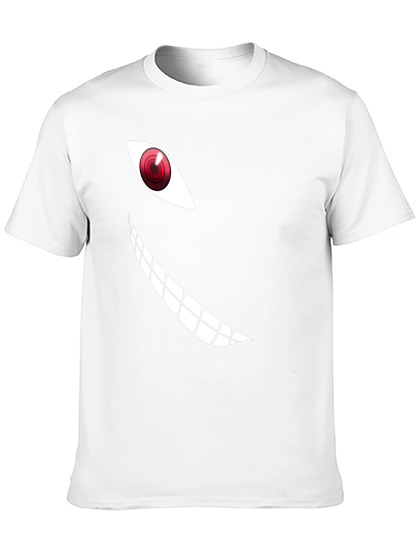 Mens Black T-Shirt with Anime Eye and Teeth Graphic