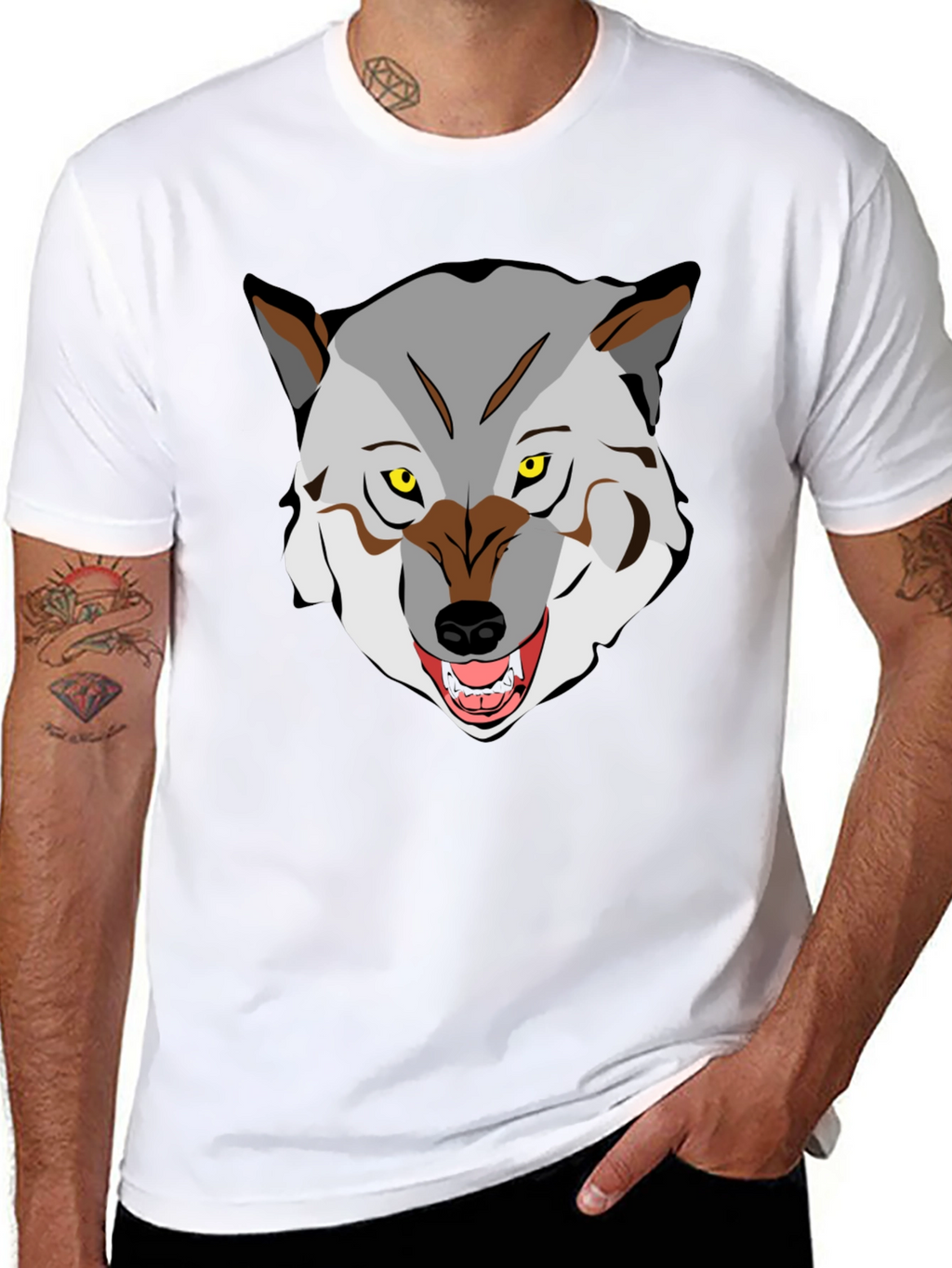 Wolf Graphic Tee - Fierce Animal Print Shirt