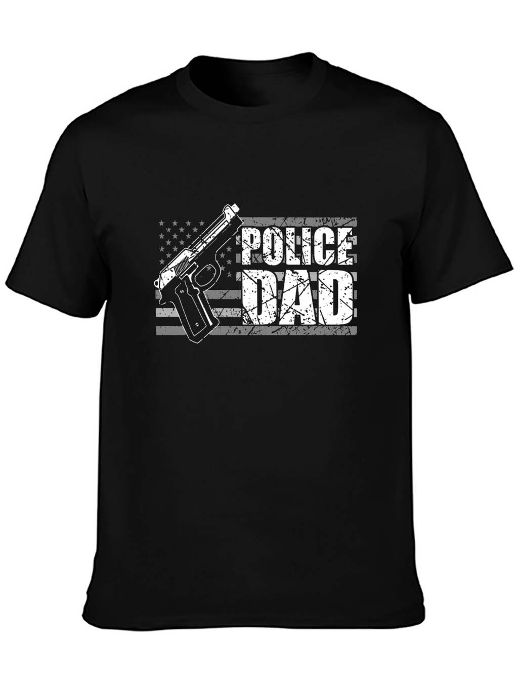 Police Dad T-Shirt - USA Flag Gun Graphic Tee