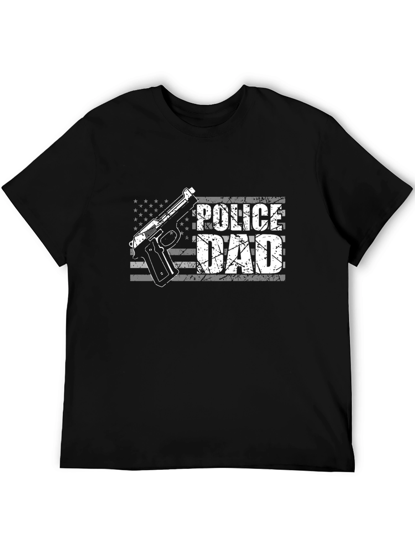 Police Dad T-Shirt - USA Flag Gun Graphic Tee