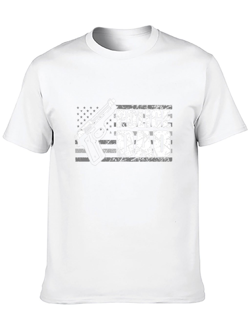 Police Dad T-Shirt - USA Flag Gun Graphic Tee