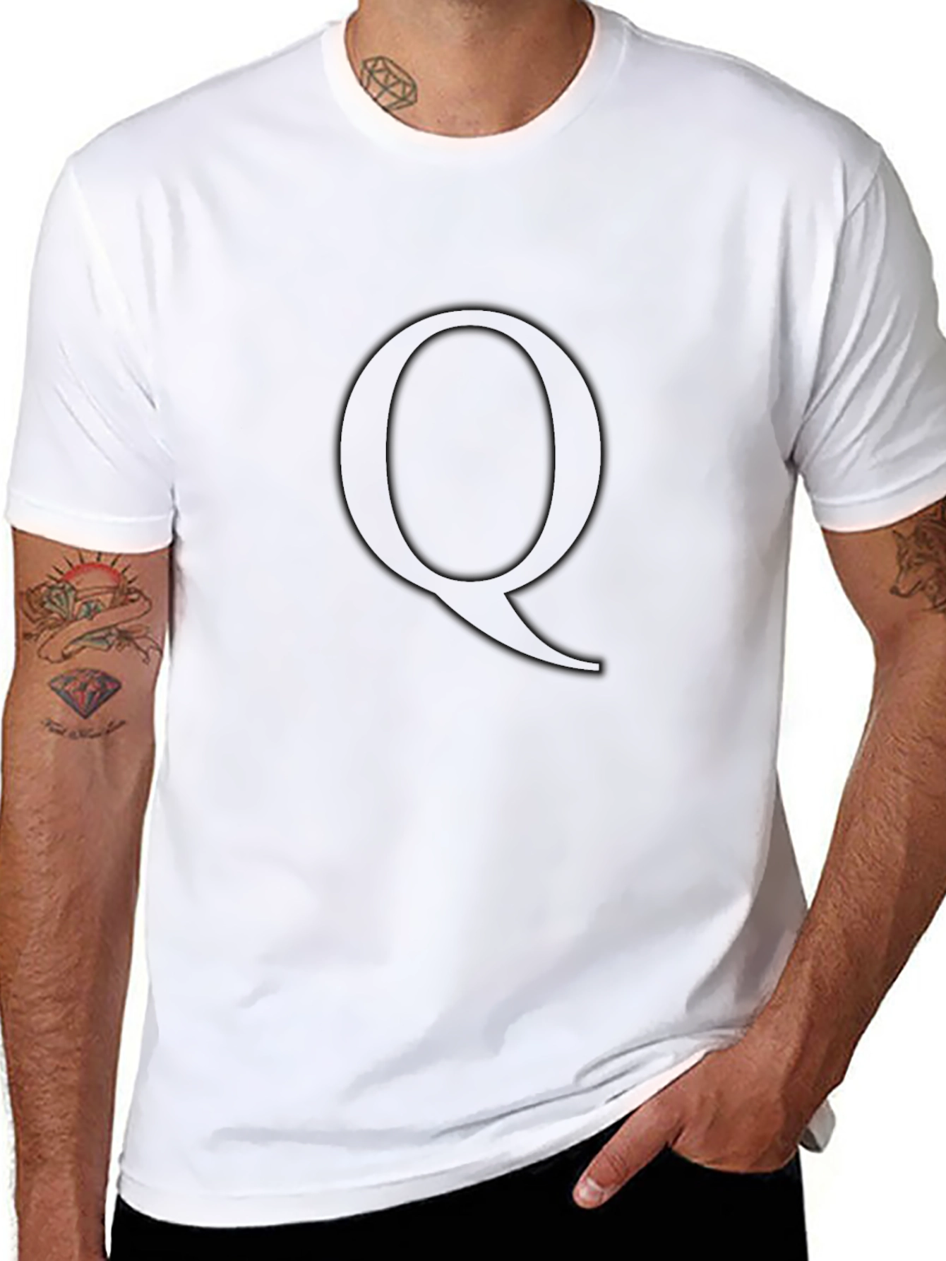 Letter Q Black T-Shirt - Minimalist Style