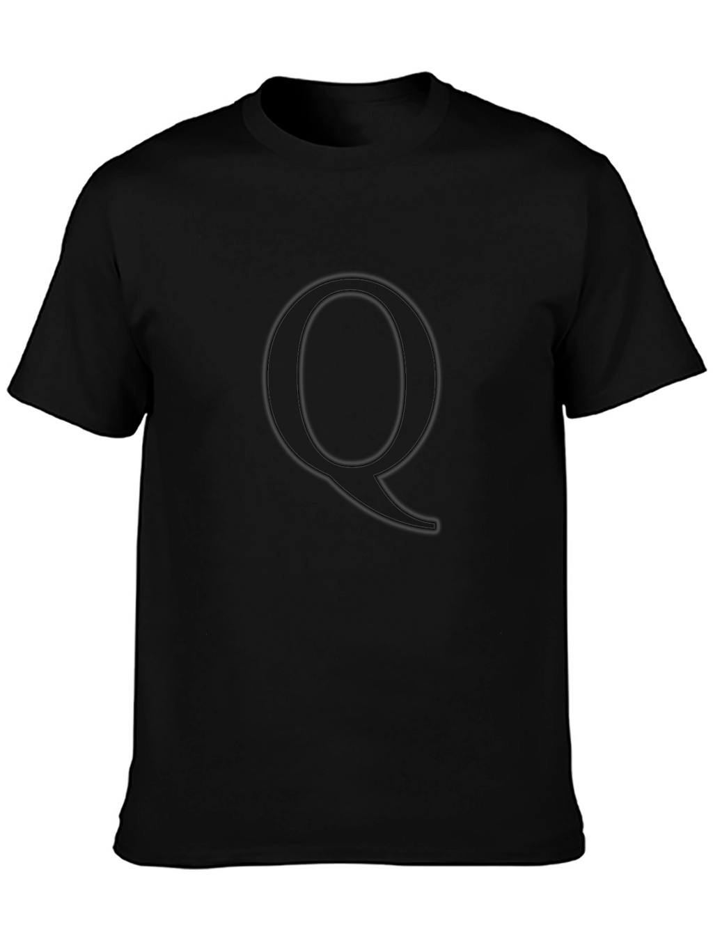 Letter Q Black T-Shirt - Minimalist Style