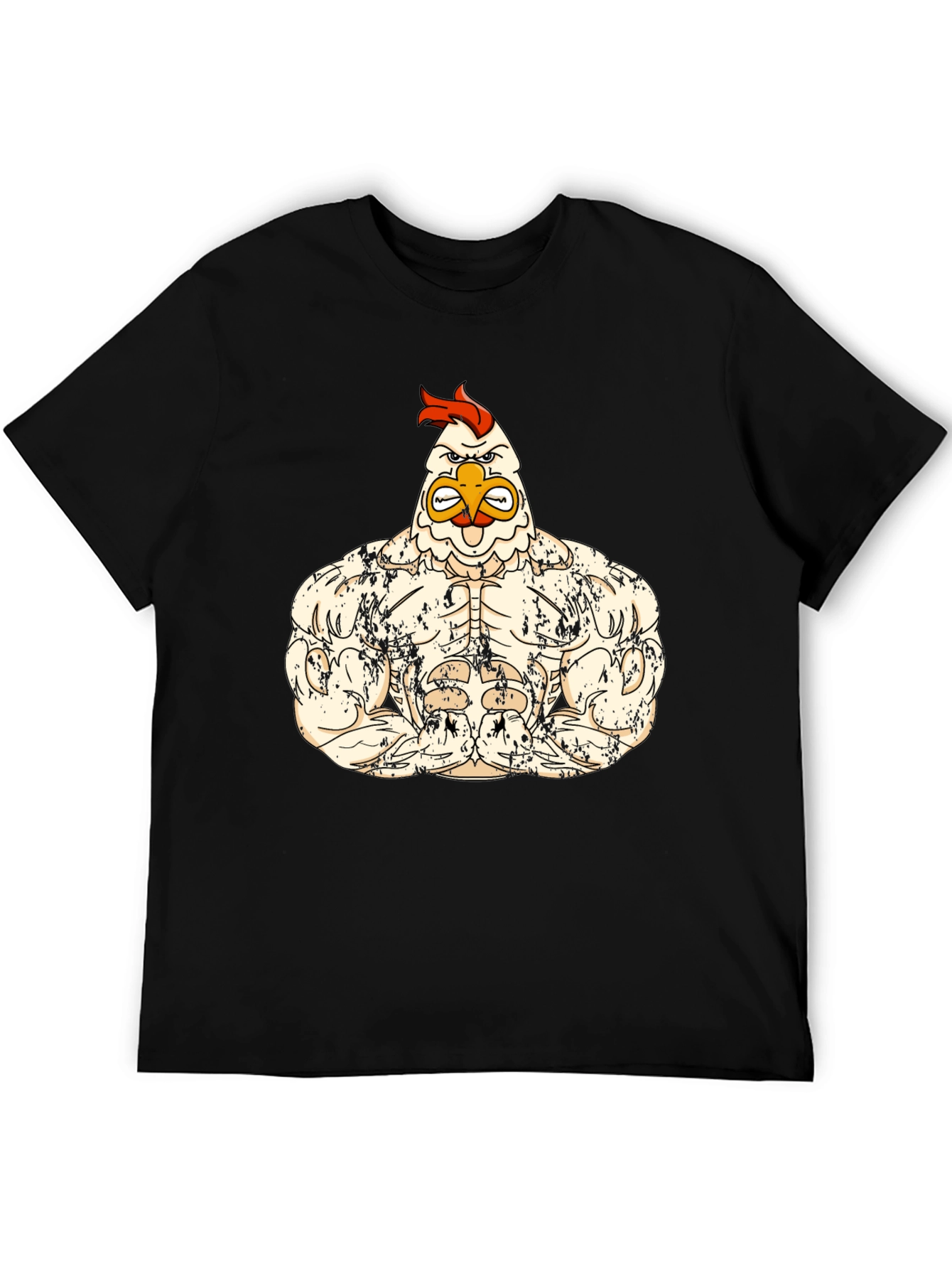 Muscled Chicken Graphic Tee - Black Cotton T-Shirt