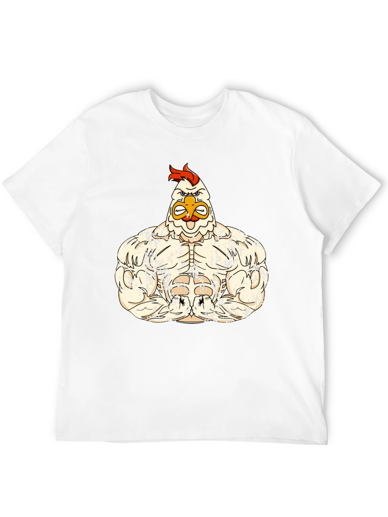 Muscled Chicken Graphic Tee - Black Cotton T-Shirt