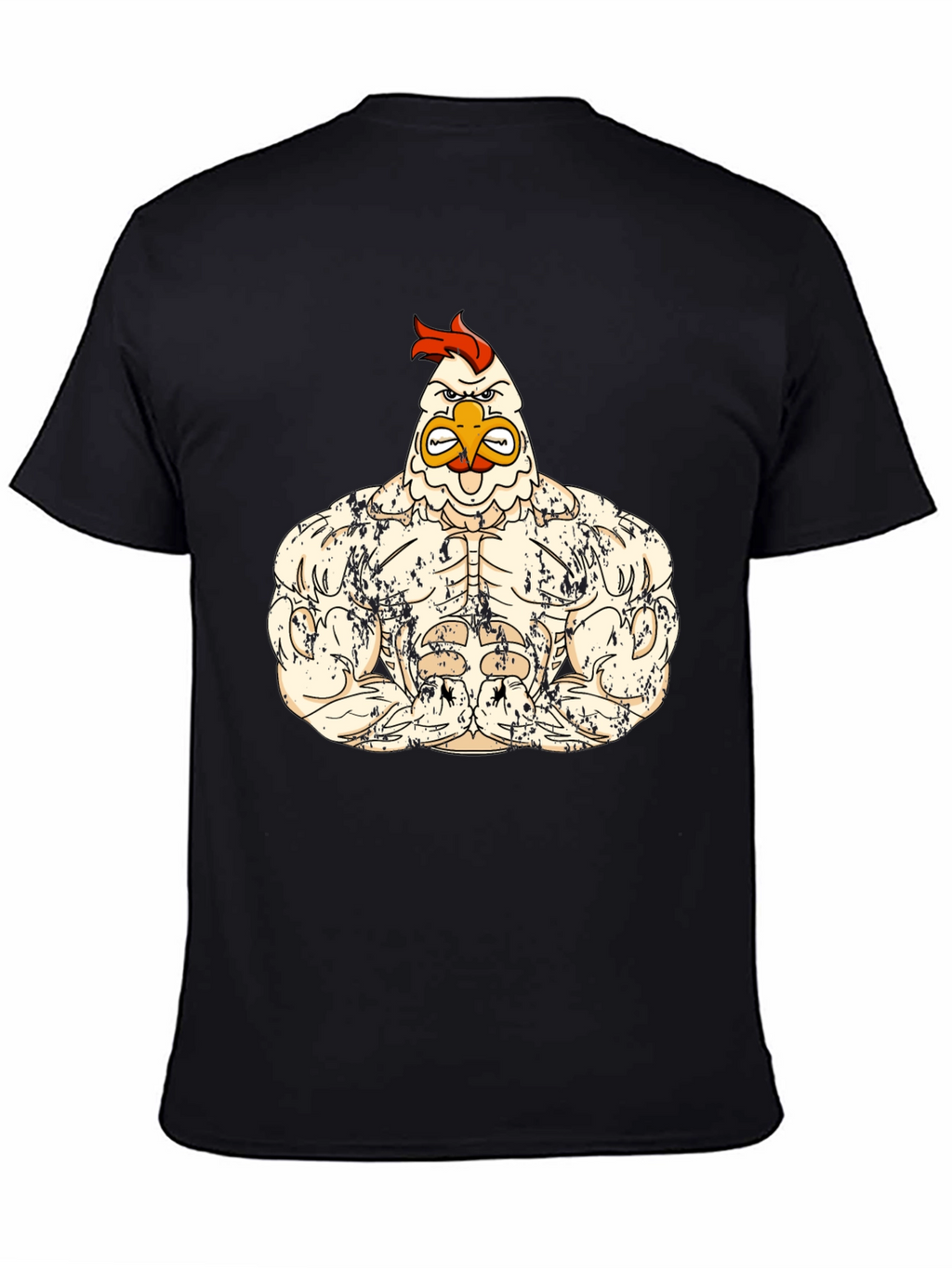 Muscled Chicken Graphic Tee - Black Cotton T-Shirt