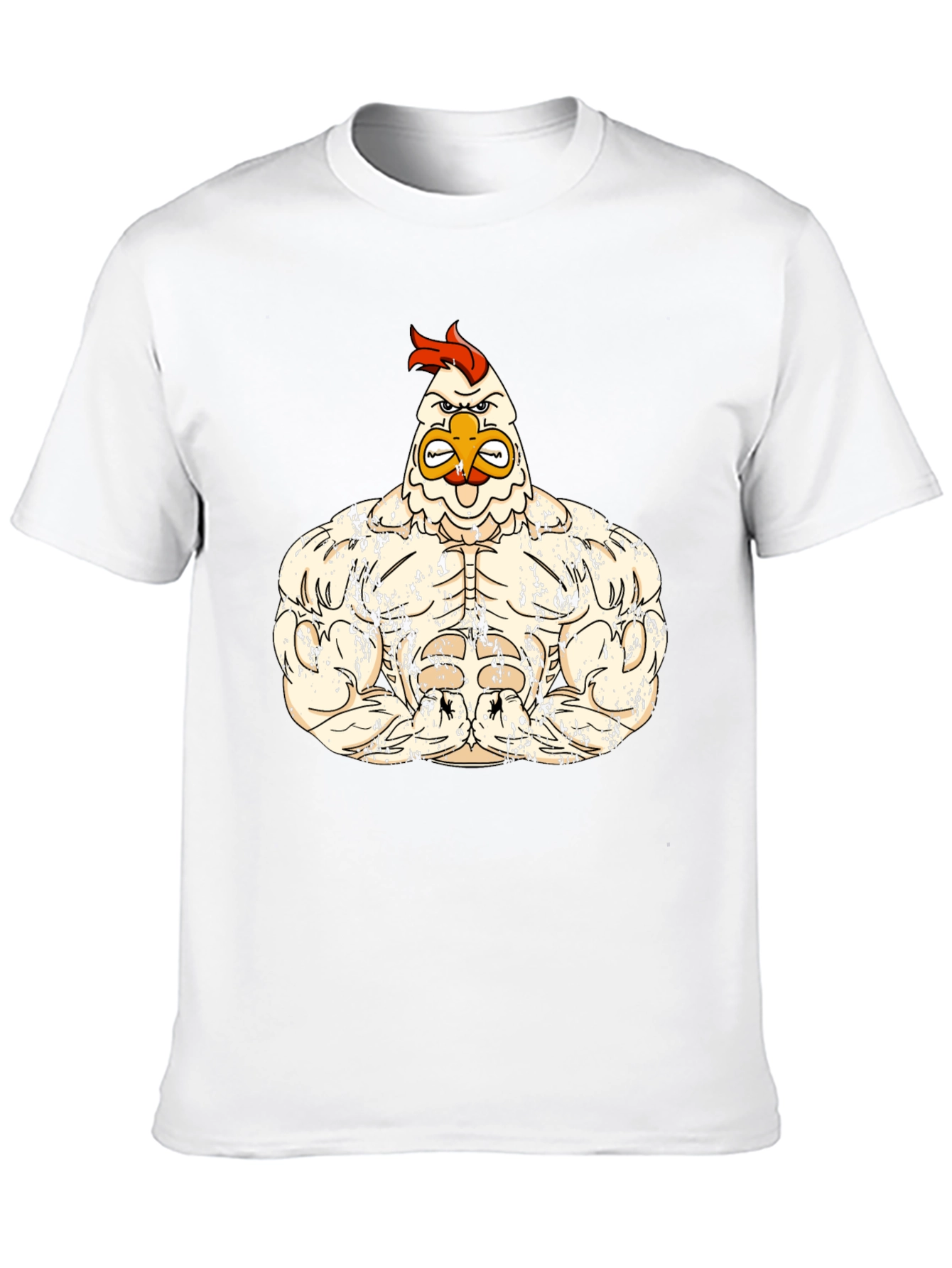 Muscled Chicken Graphic Tee - Black Cotton T-Shirt