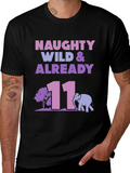 Naughty Wild & Already 11 Black Graphic T-Shirt