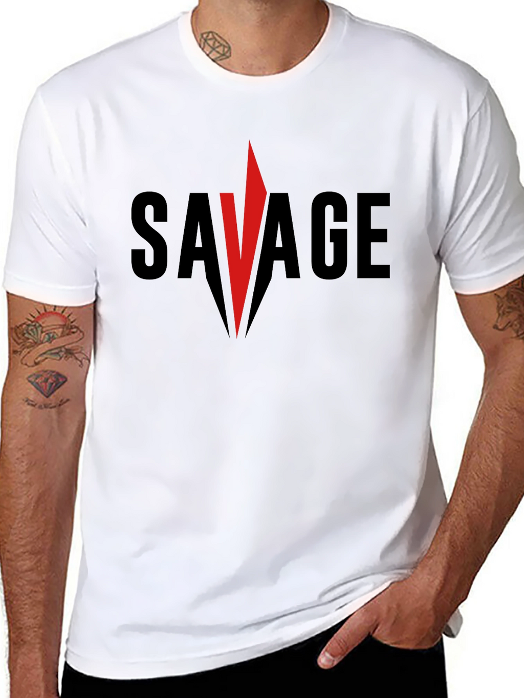 Savage Graphic Tee - Bold Red Accent