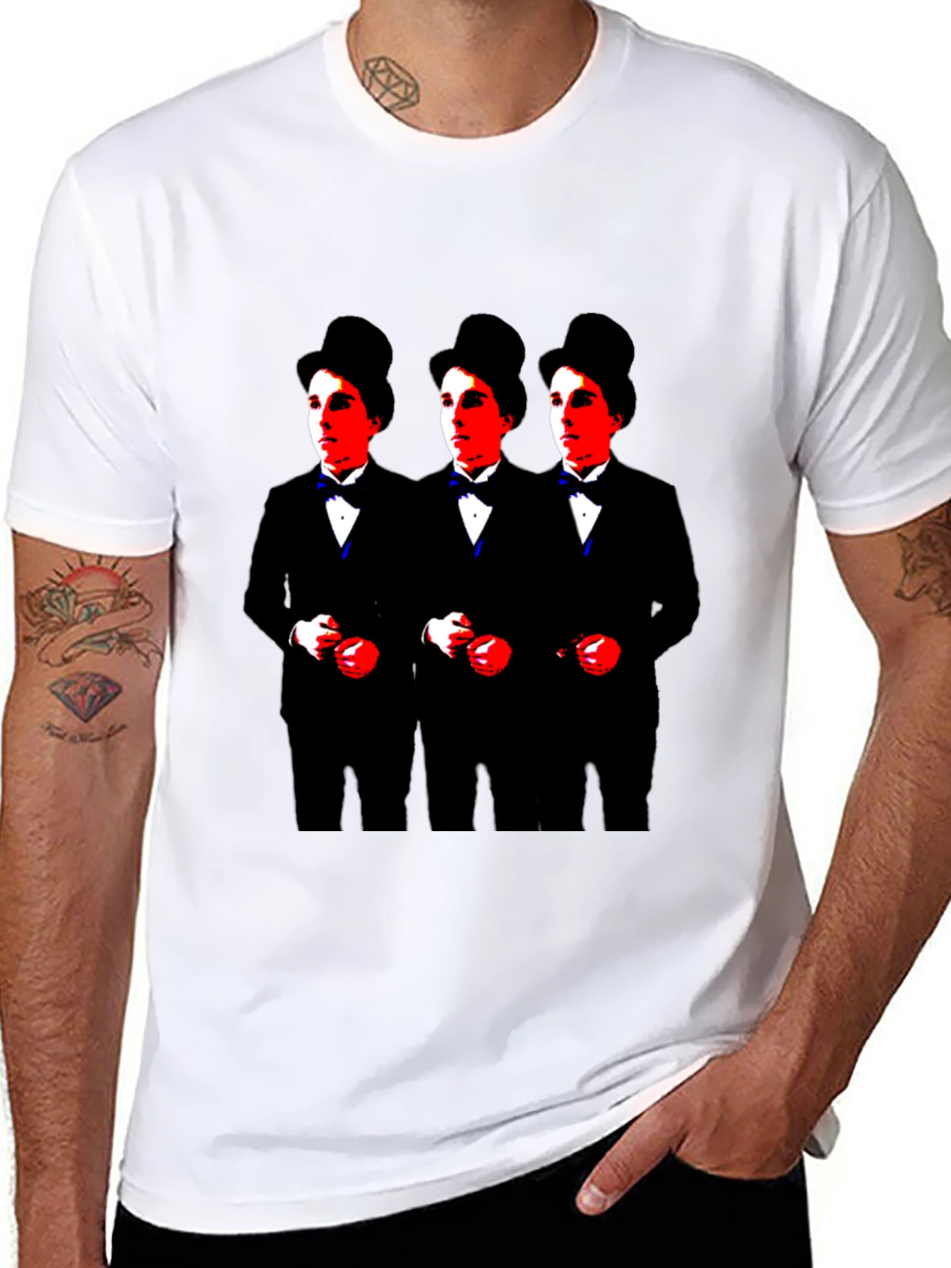 Charlie Chaplin Triple Threat Black Graphic Tee