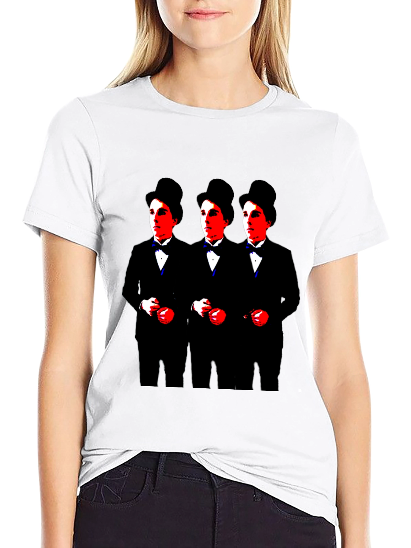 Charlie Chaplin Triple Threat Black Graphic Tee