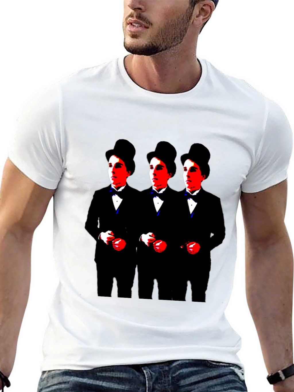 Charlie Chaplin Triple Threat Black Graphic Tee