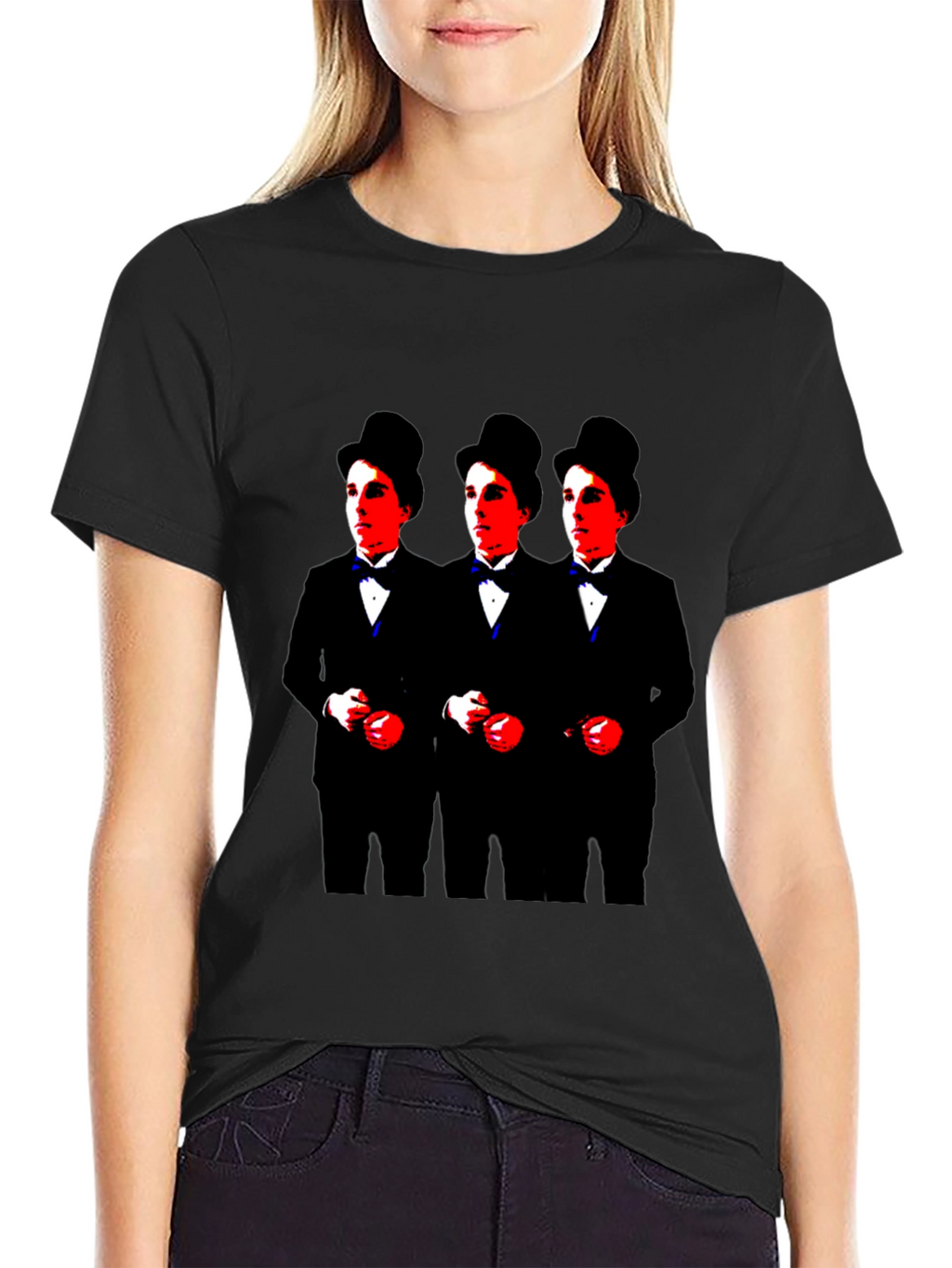 Charlie Chaplin Triple Threat Black Graphic Tee