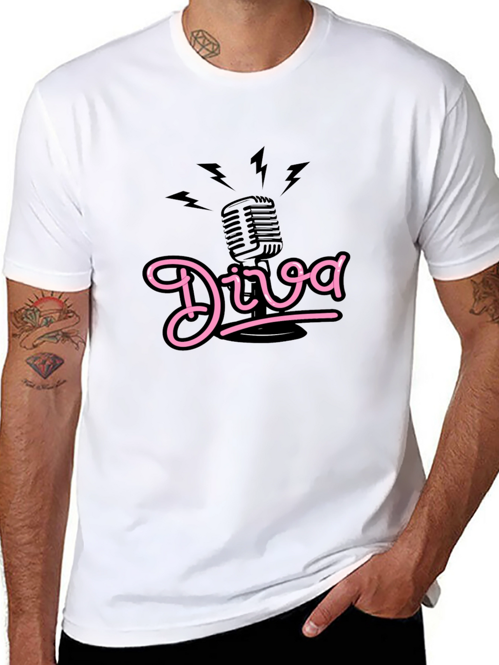 Diva Microphone Graphic Tee - Black Cotton Comfort