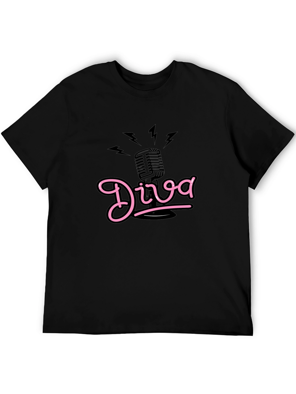 Diva Microphone Graphic Tee - Black Cotton Comfort