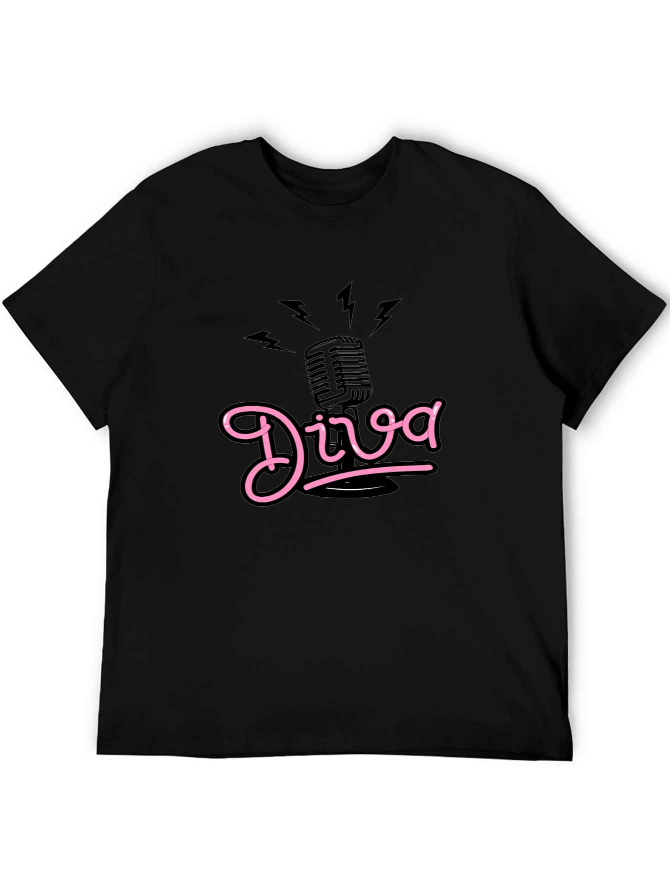 Diva Microphone Graphic Tee - Black Cotton Comfort