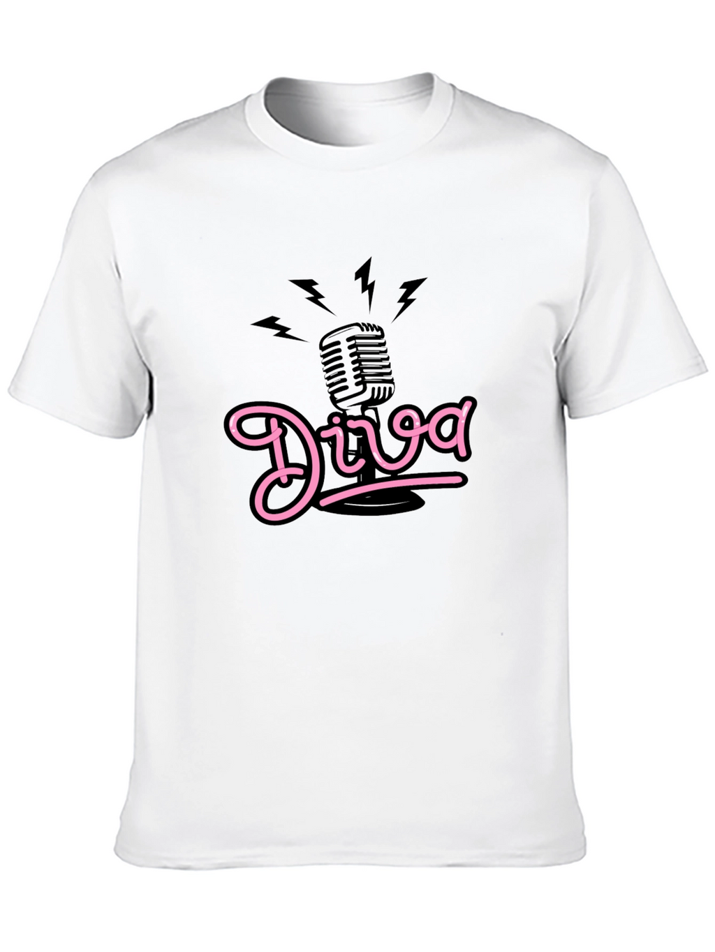 Diva Microphone Graphic Tee - Black Cotton Comfort