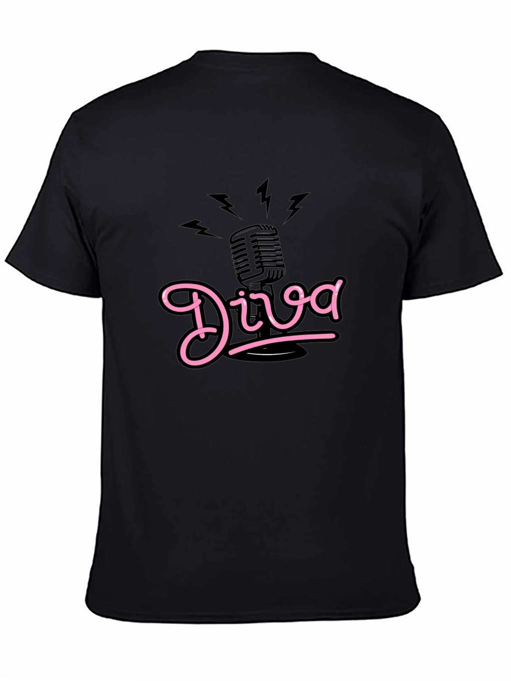 Diva Microphone Graphic Tee - Black Cotton Comfort