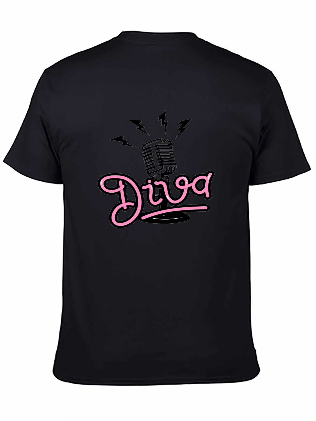 Diva Microphone Graphic Tee - Black Cotton Comfort