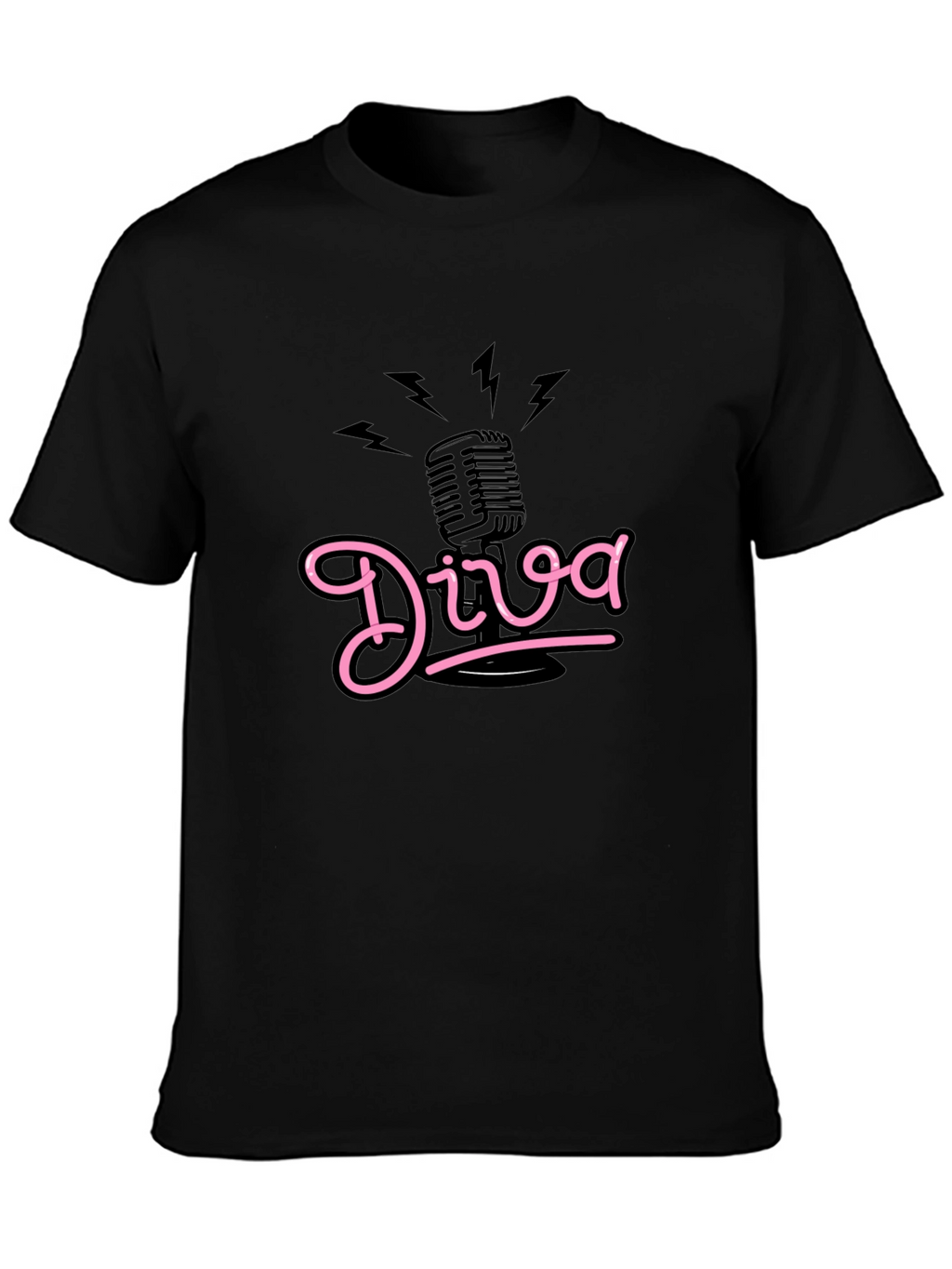 Diva Microphone Graphic Tee - Black Cotton Comfort