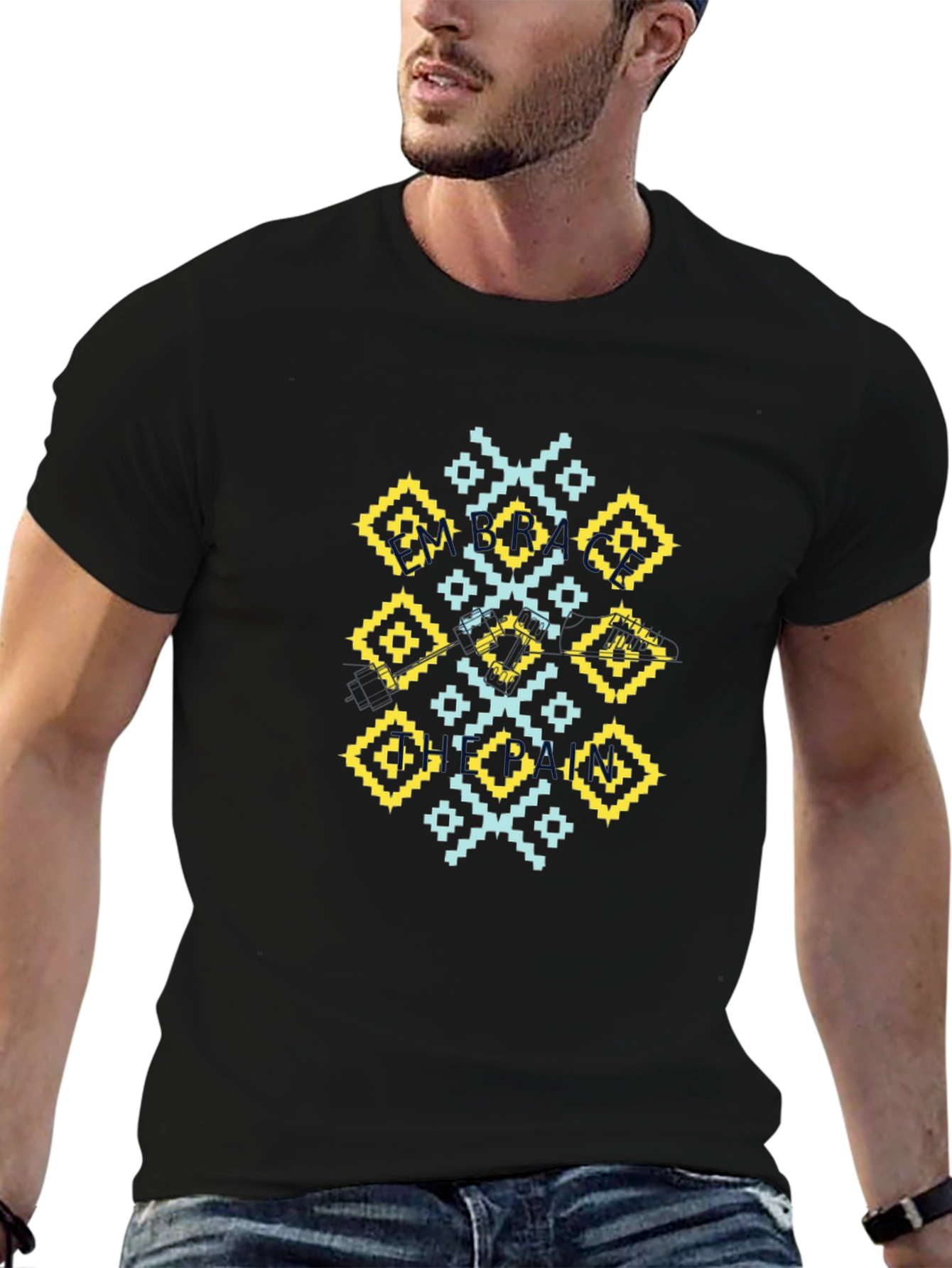 Geometric Pattern Black T-Shirt