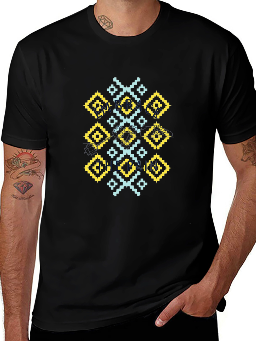 Geometric Pattern Black T-Shirt