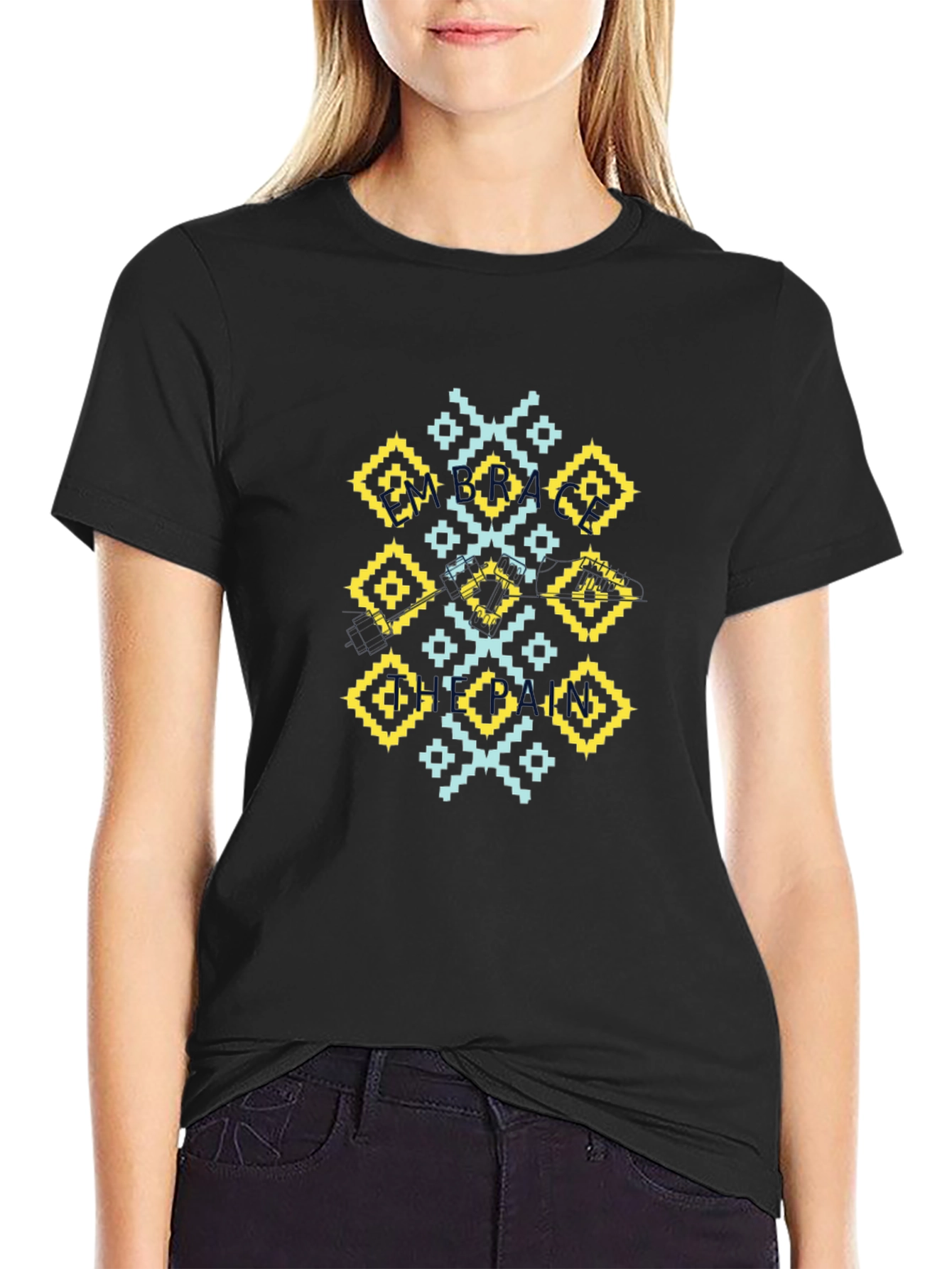 Geometric Pattern Black T-Shirt