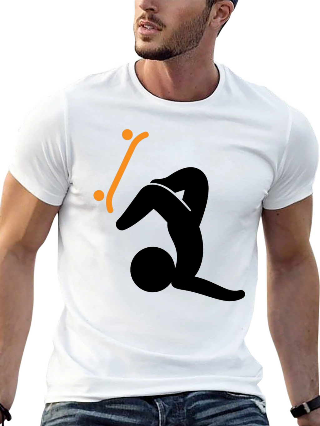 Skateboard Silhouette Graphic Tee - Black