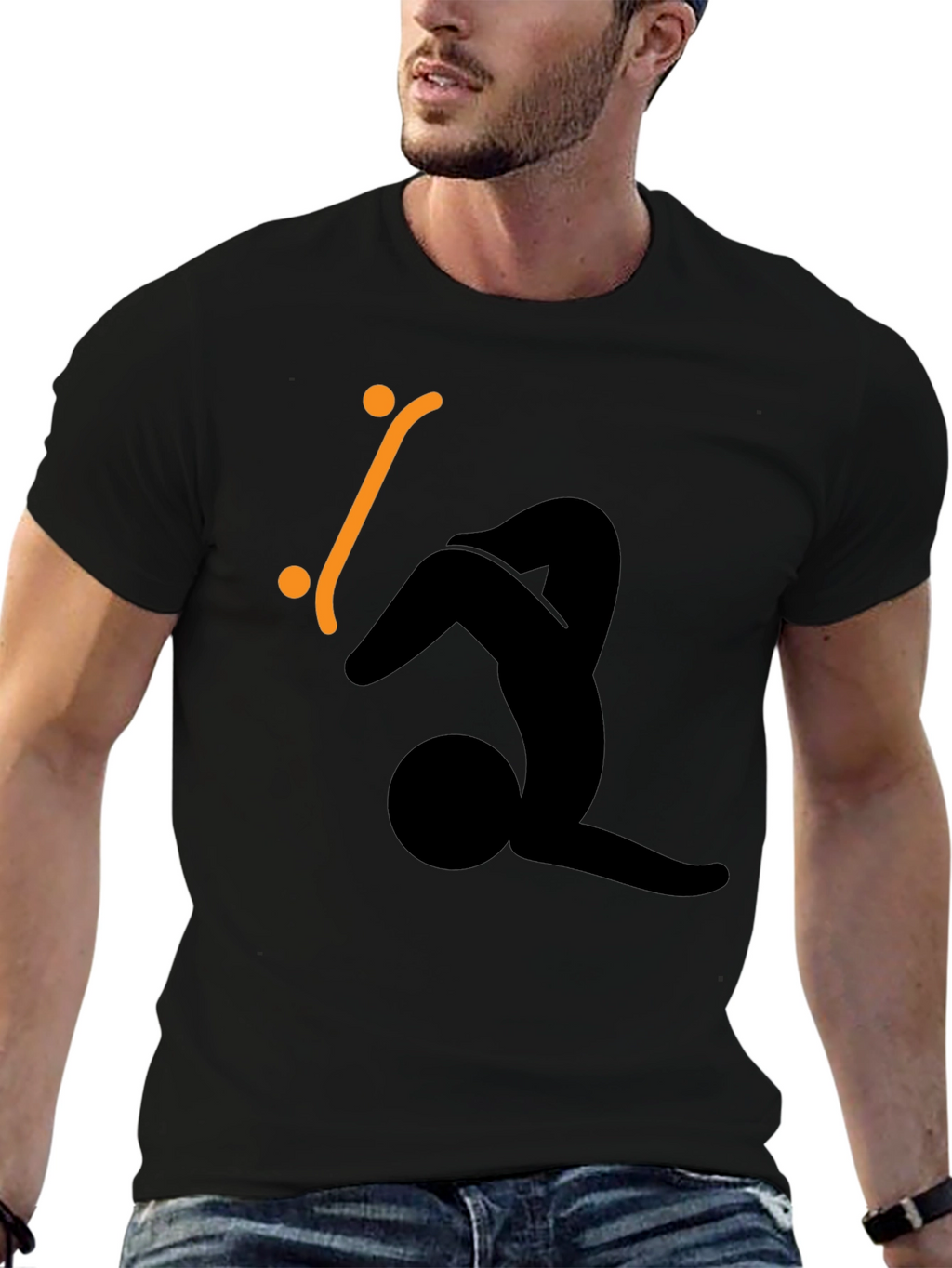 Skateboard Silhouette Graphic Tee - Black