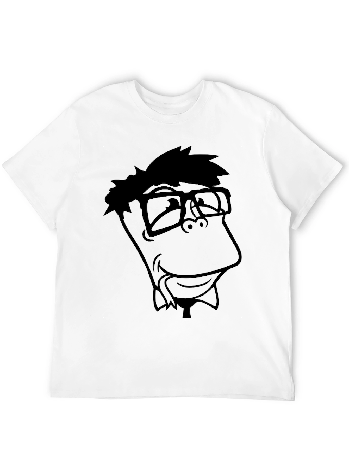 Nerdy Cartoon Graphic Black T-Shirt