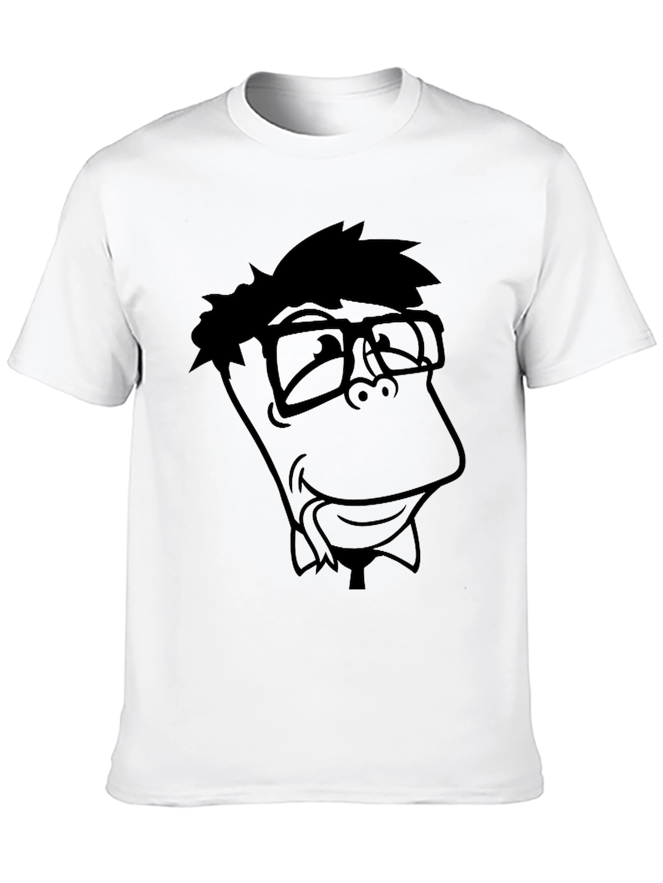 Nerdy Cartoon Graphic Black T-Shirt