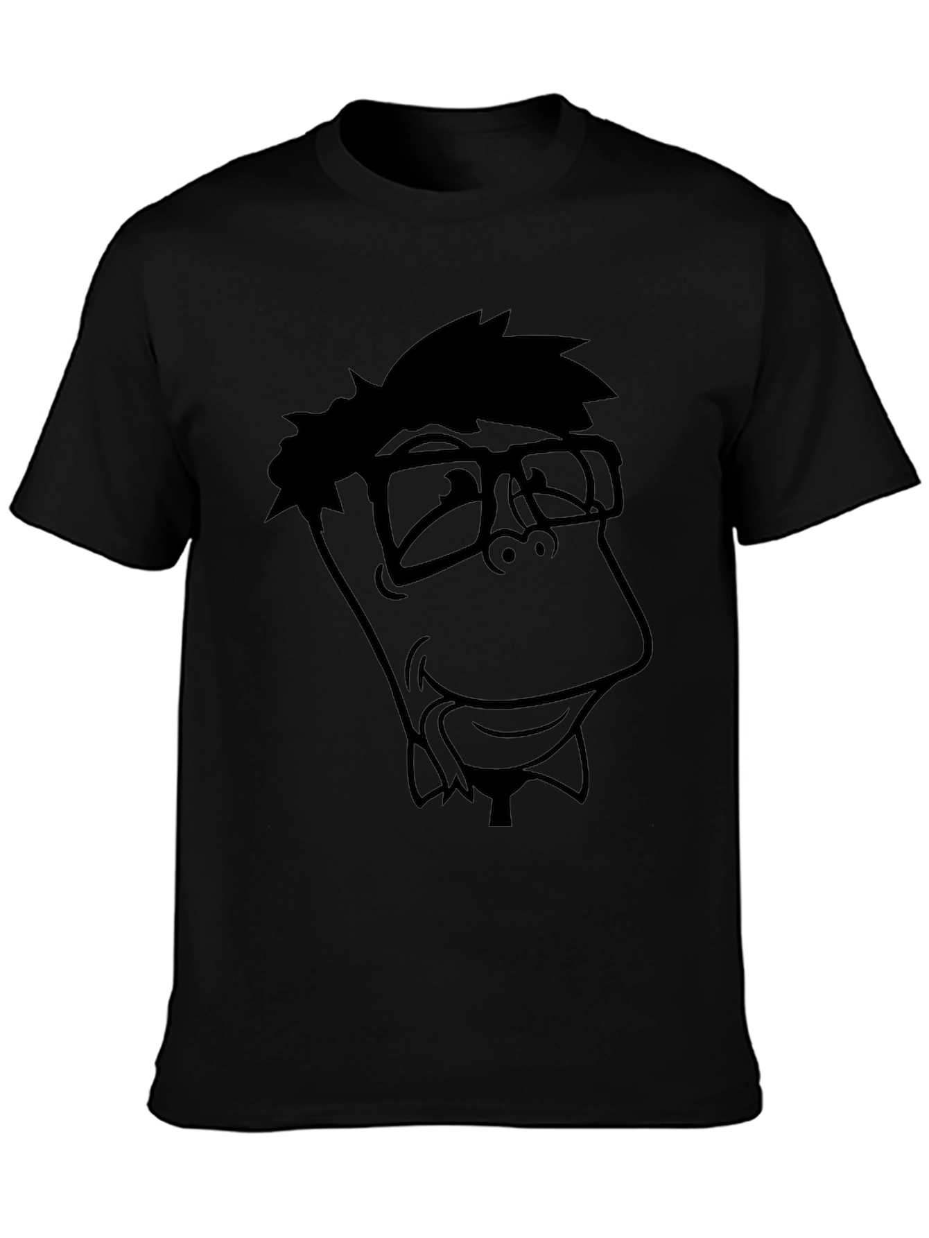 Nerdy Cartoon Graphic Black T-Shirt